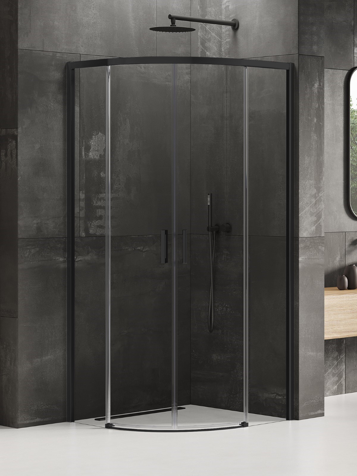 New Trendy Prime Black box doccia 90x90 cm semicircolare nero opaca/vetro trasparente K-3557