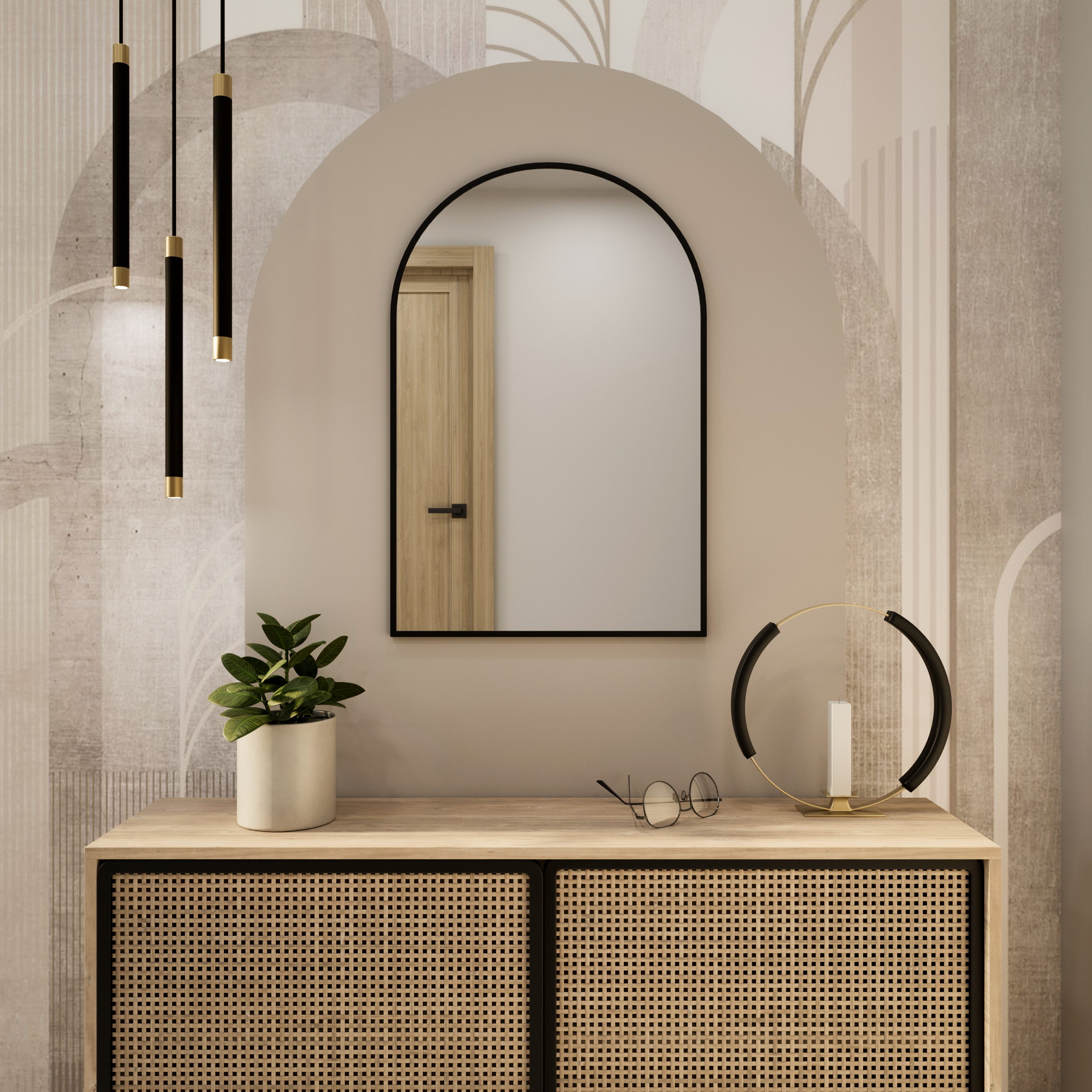 Baltica Design Tiny Border Pastille Cut specchio 50x160 cm nero 5904107924786