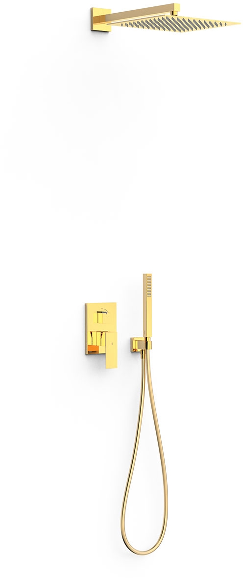 Tres Cuadro-Tres set doccia da incasso con soffione oro 00628004OR