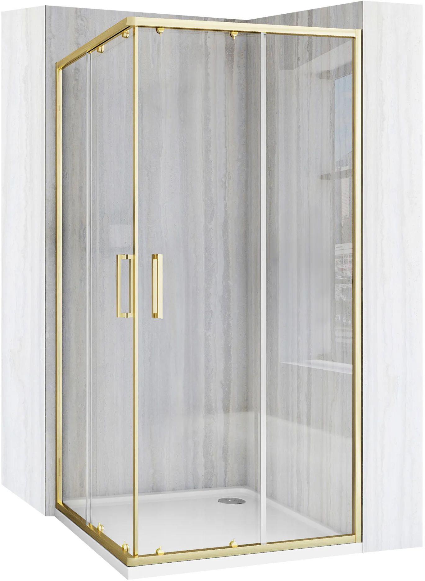 Rea City box doccia 90x90 cm oro spazzolata/vetro trasparente REA-K6443