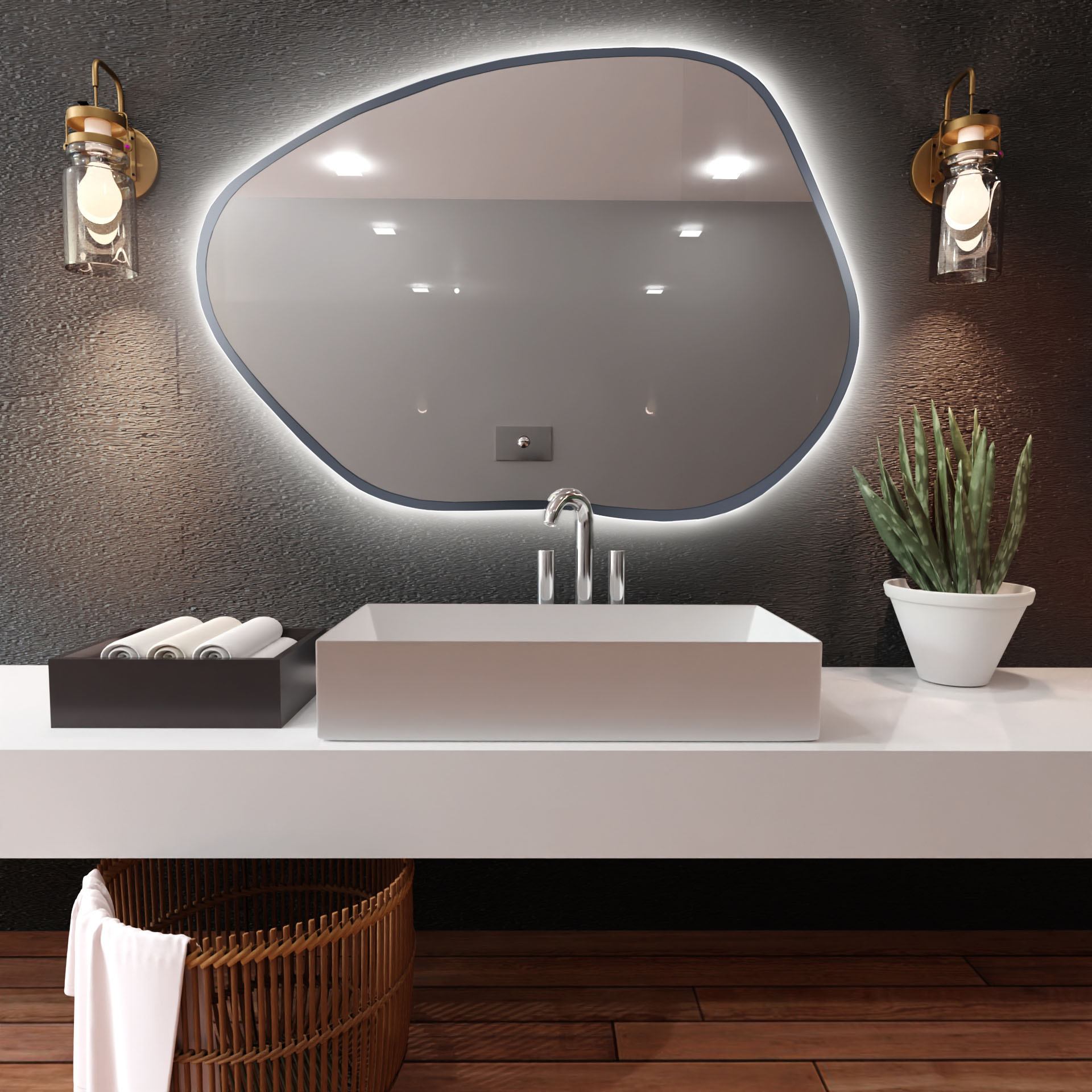 Baltica Design Bright Stain I specchio 100x72 cm con illuminazione argento 5904107919010