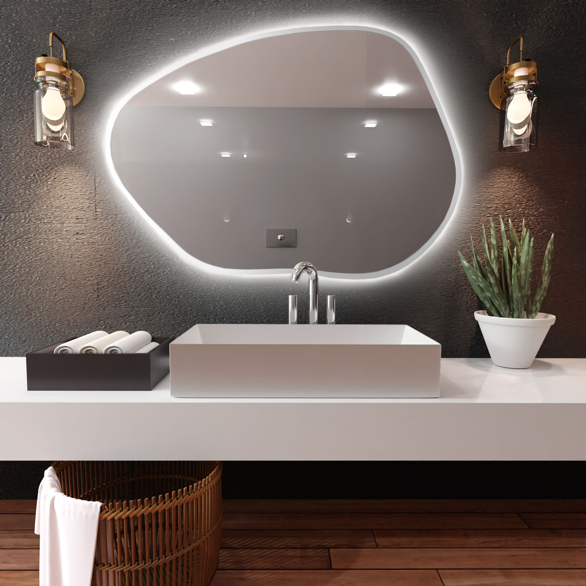 Baltica Design Bright Stain I specchio 80x57 cm con illuminazione bianco 5904107918587