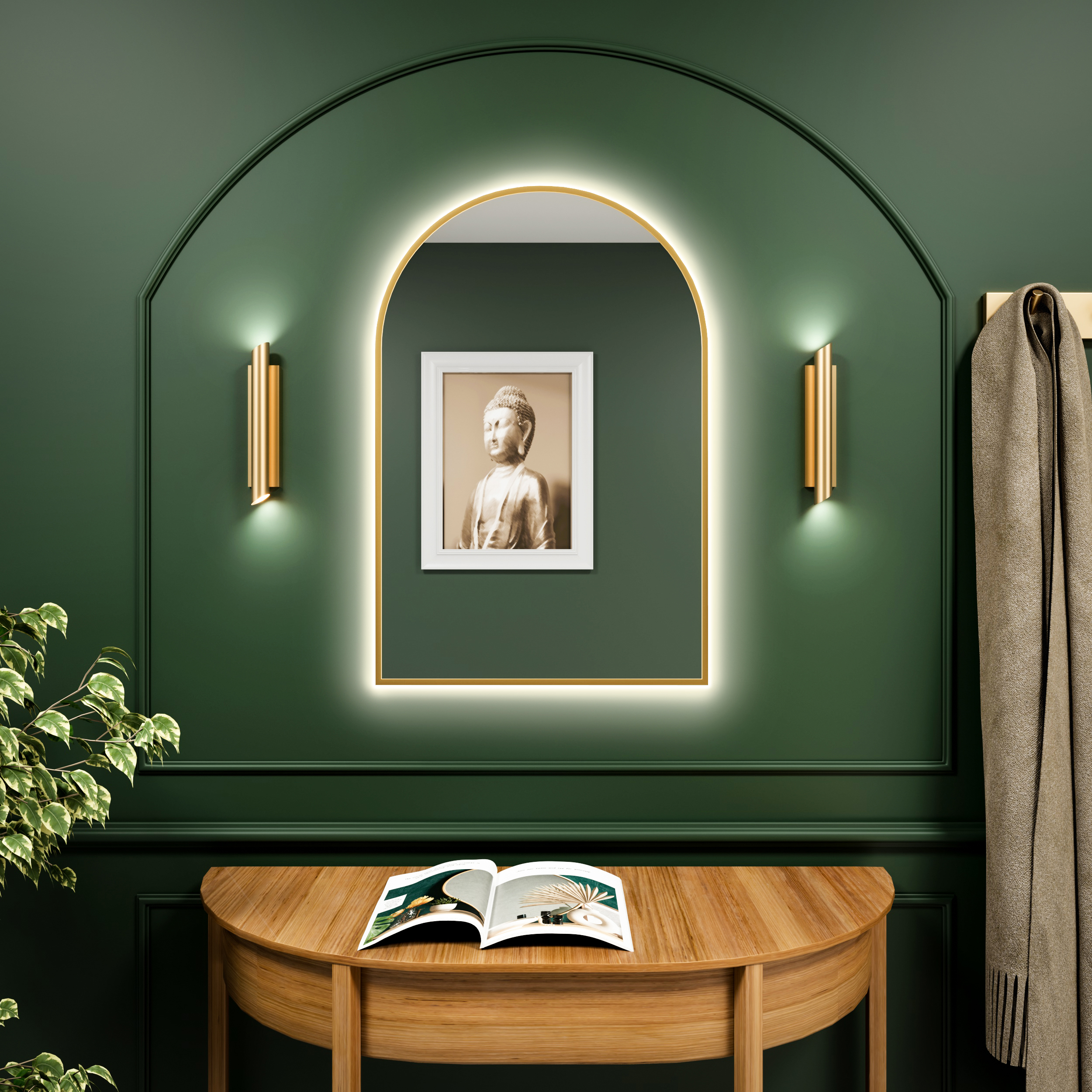 Baltica Design Tiny Border Pastille Cut specchio 60x140 cm con illuminazione oro 5904107929774