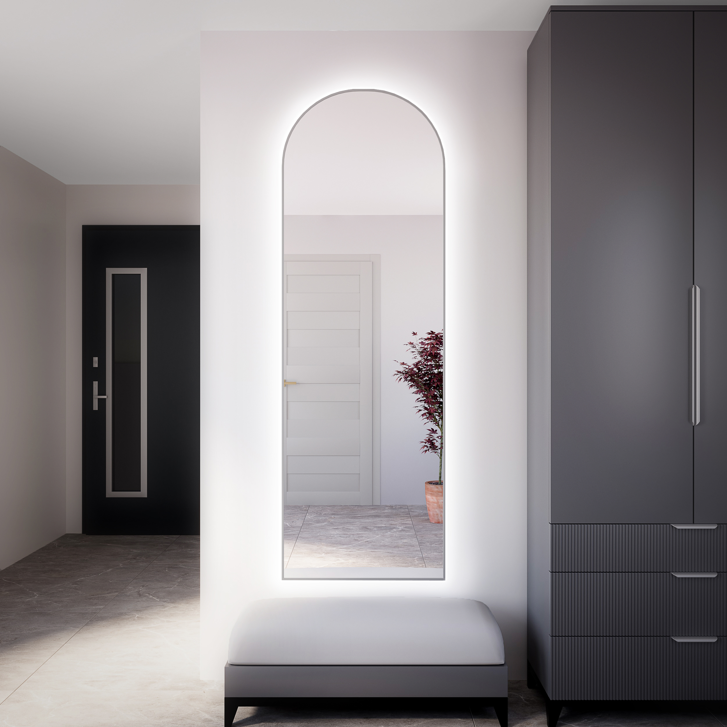 Baltica Design Tiny Border Pastille Cut specchio 50x100 cm con illuminazione argento 5904107930114