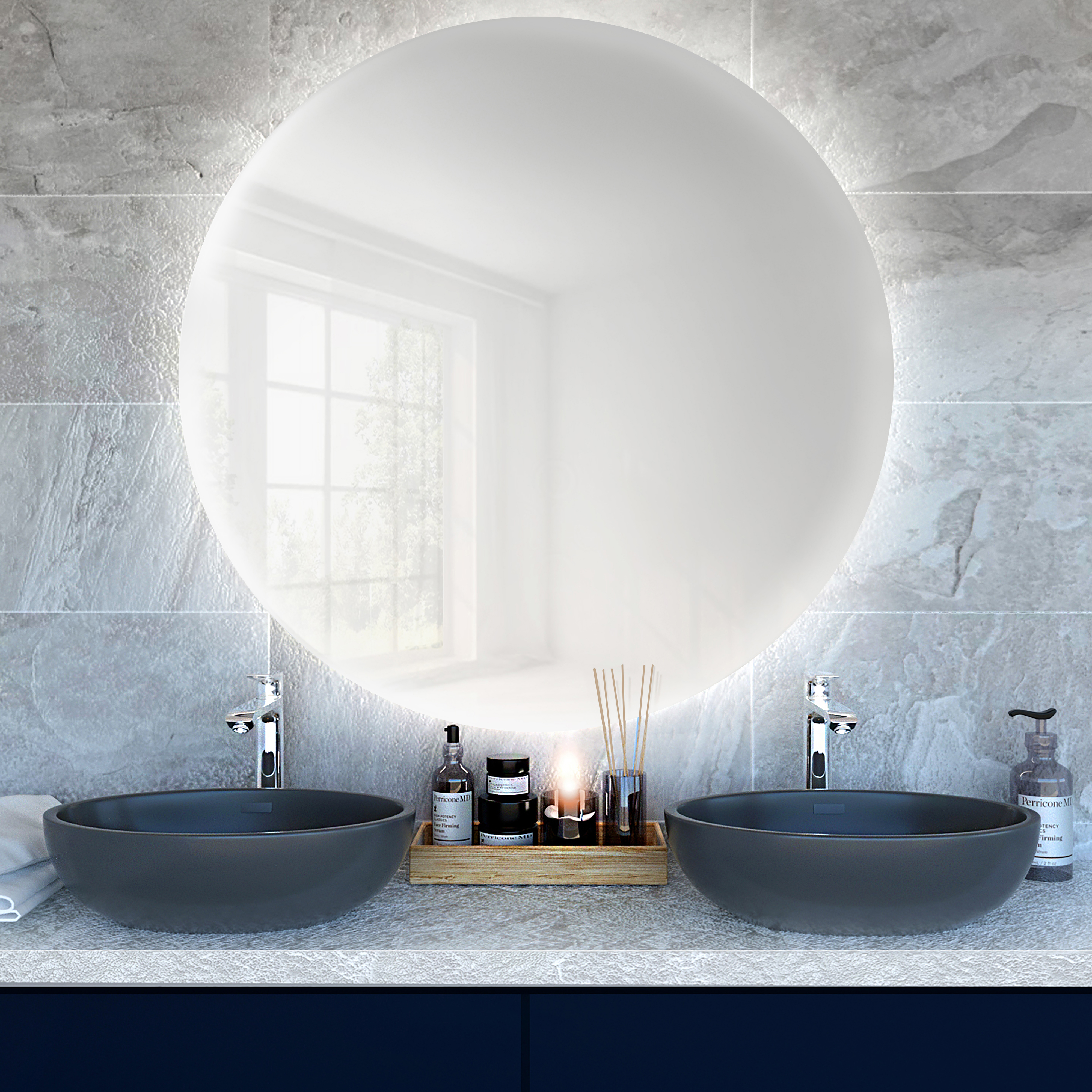 Baltica Design Bright specchio 80x80 cm rotonda con illuminazione 5904107913384