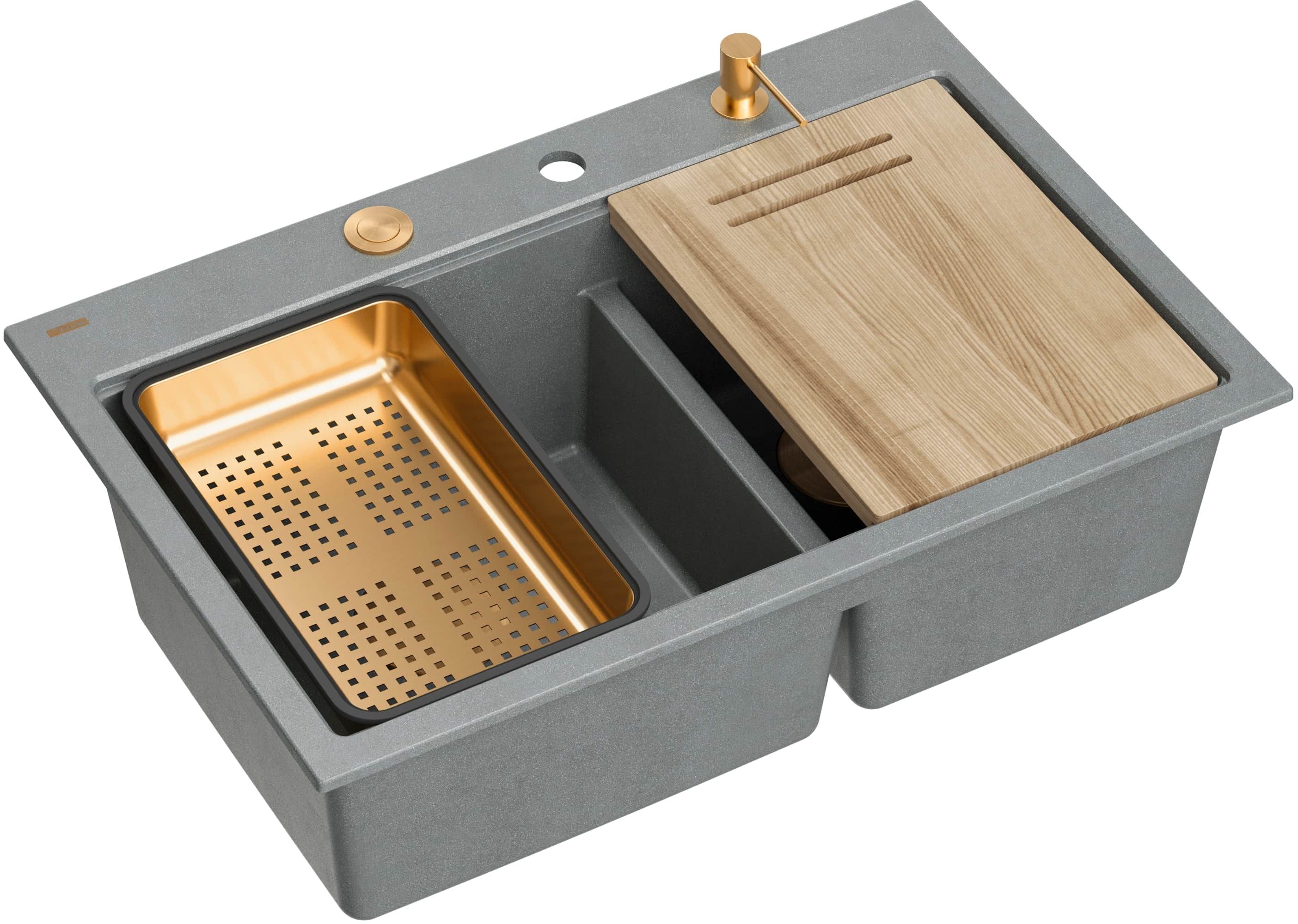 Quadron Marc 120 lavello graniteq 76x50 cm grigio/grafite/inox HQC7650U5_PVDC1