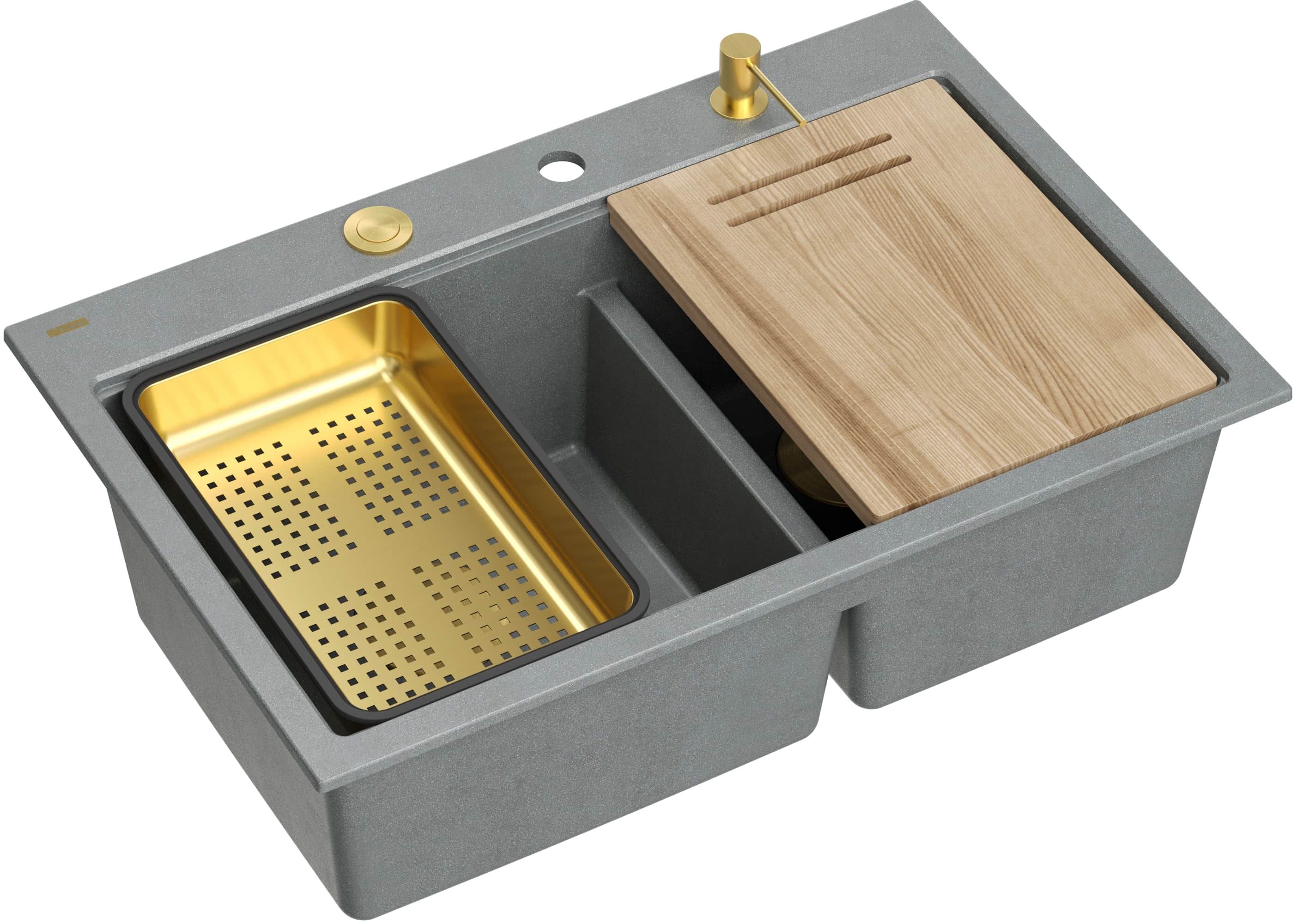 Quadron Marc 120 lavello graniteq 76x50 cm grigio/grafite/inox HQC7650U5_PVDG1