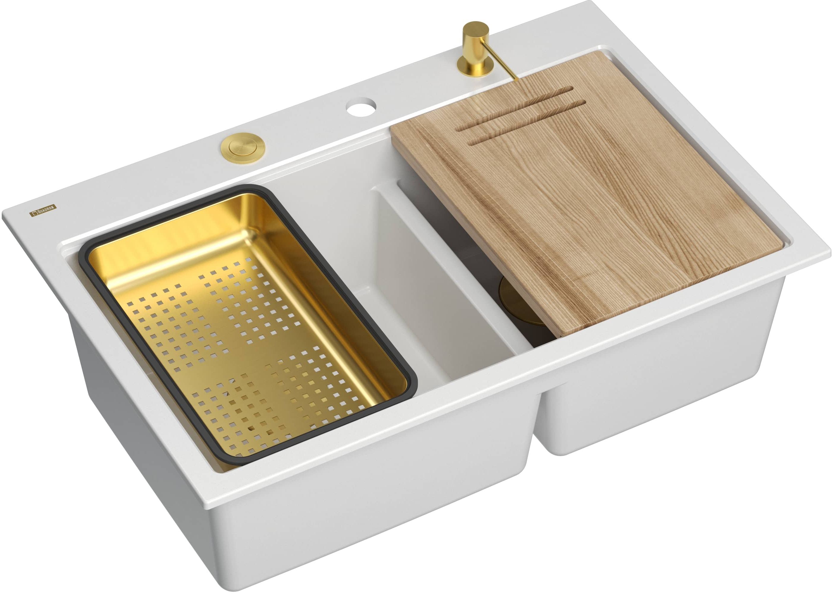 Quadron Marc 120 lavello graniteq 76x50 cm bianco HQC7650U1_PVDG1