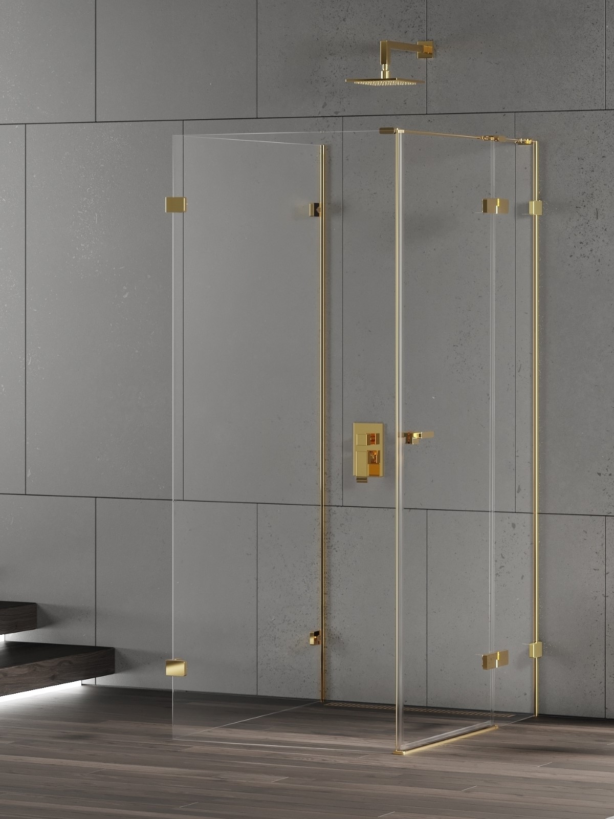 New Trendy Eventa Gold Shine box doccia 90x80 cm rettangolare oro lucida/vetro trasparente EXK-4823