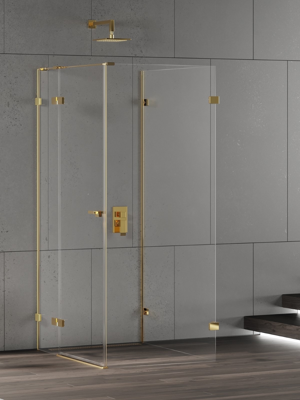 New Trendy Eventa Gold Shine box doccia 90x80 cm rettangolare oro lucida/vetro trasparente EXK-4818