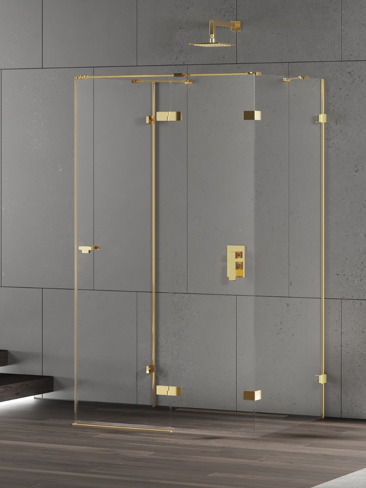 New Trendy Eventa Gold Shine box doccia 120x100 cm rettangolare oro lucida/vetro trasparente EXK-4815