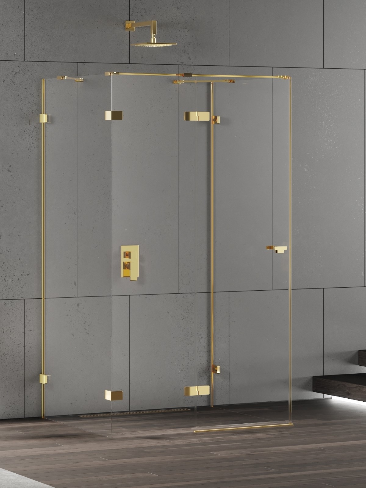 New Trendy Eventa Gold Shine box doccia 100x90 cm rettangolare oro lucida/vetro trasparente EXK-4806