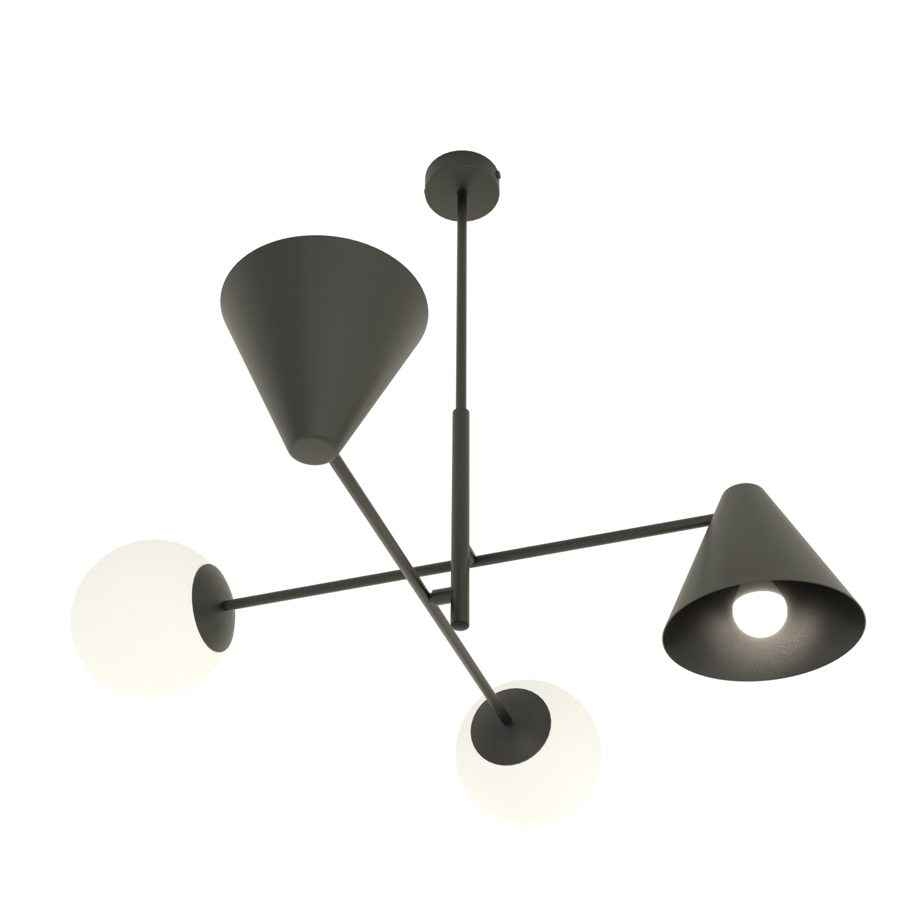 Emibig Hermes lampada sospesa 4x10 W bianco-nero 1347/4