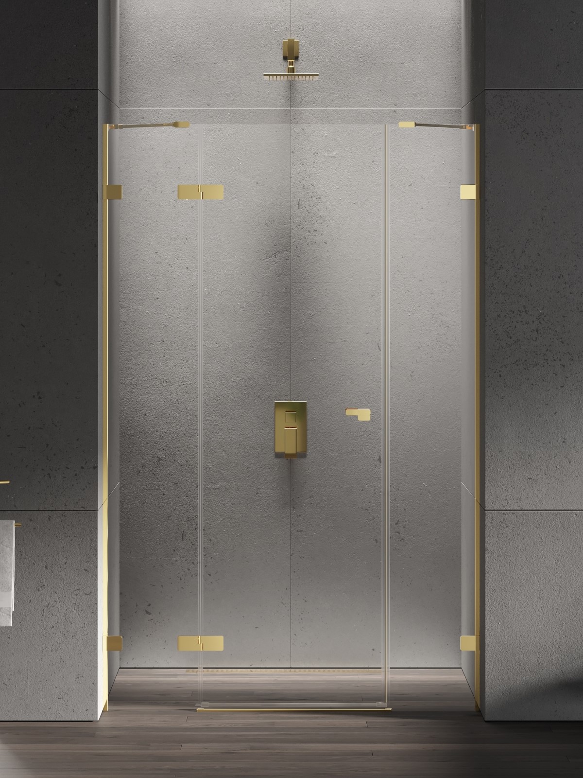 New Trendy Eventa Gold Shine porta doccia 130 cm a battente oro lucida/vetro trasparente EXK-4683