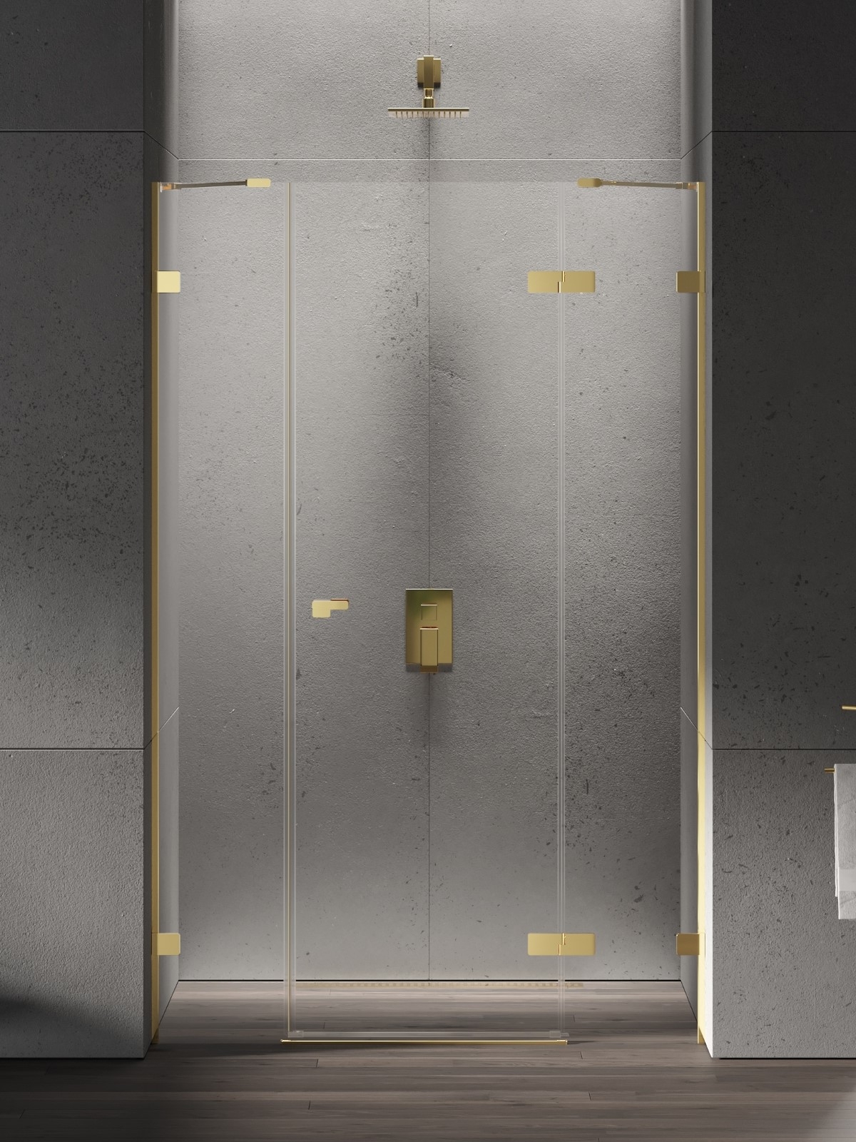 New Trendy Eventa Gold Shine porta doccia 170 cm a battente oro lucida/vetro trasparente EXK-4688