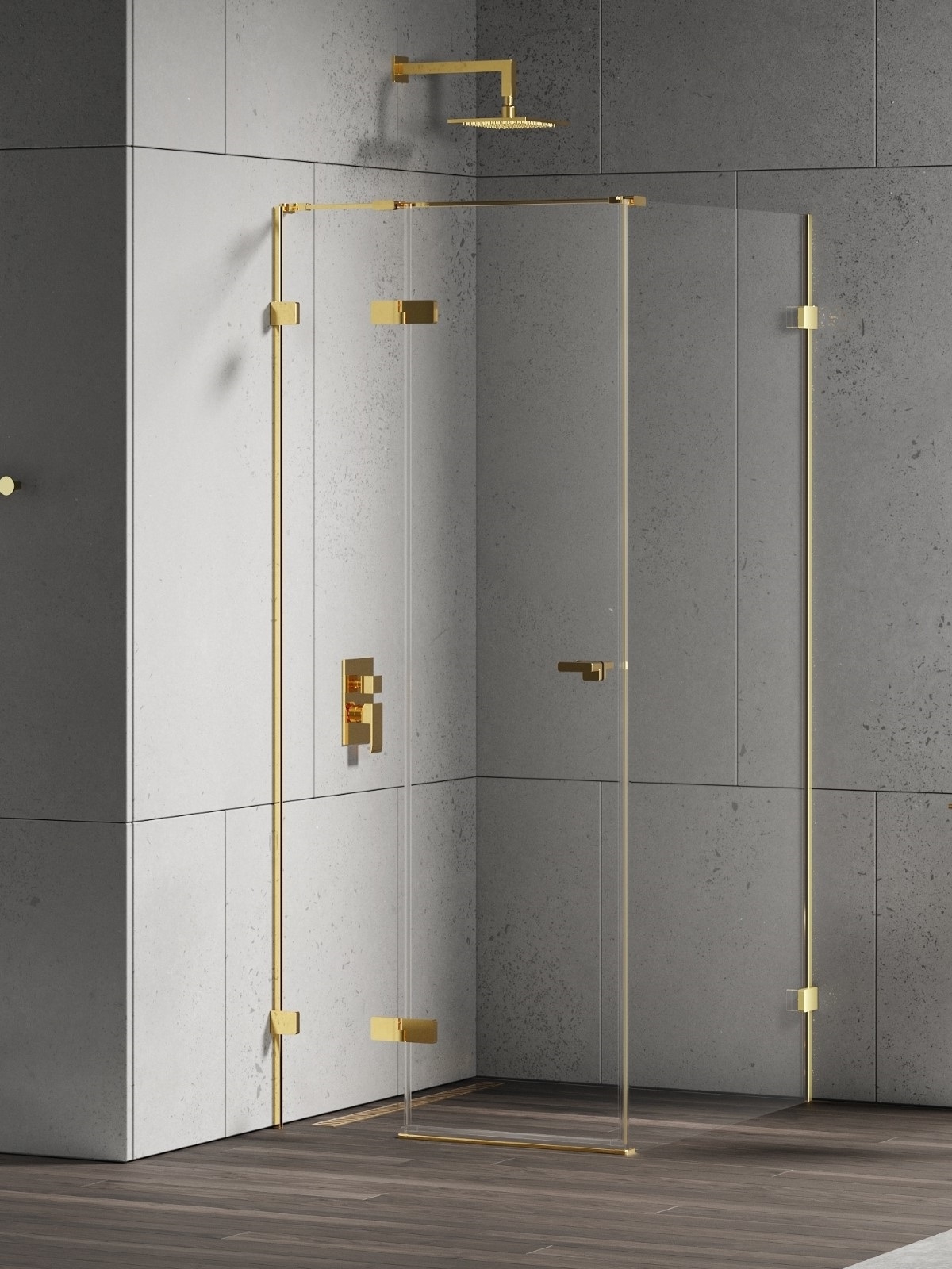 New Trendy Eventa Gold Shine box doccia 120x110 cm rettangolare oro lucida/vetro trasparente EXK-4712