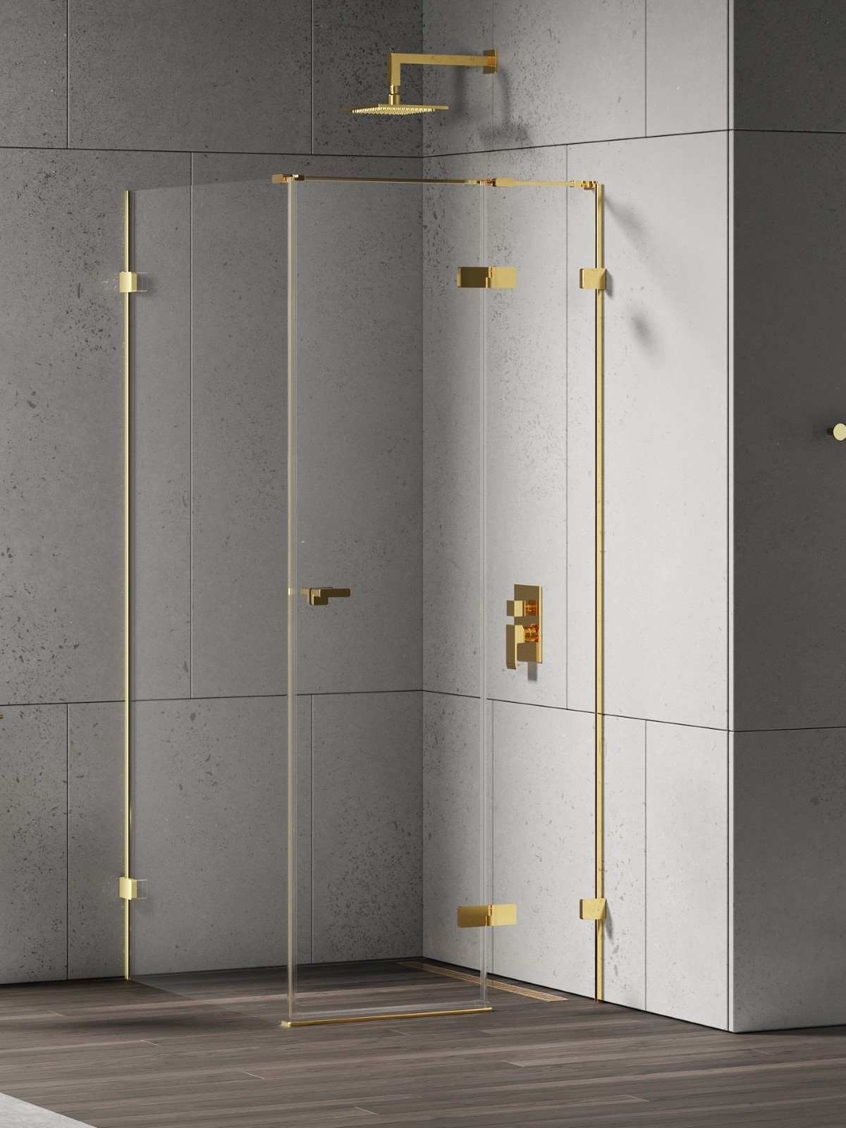 New Trendy Eventa Gold Shine box doccia 110x100 cm rettangolare oro lucida/vetro trasparente EXK-4740