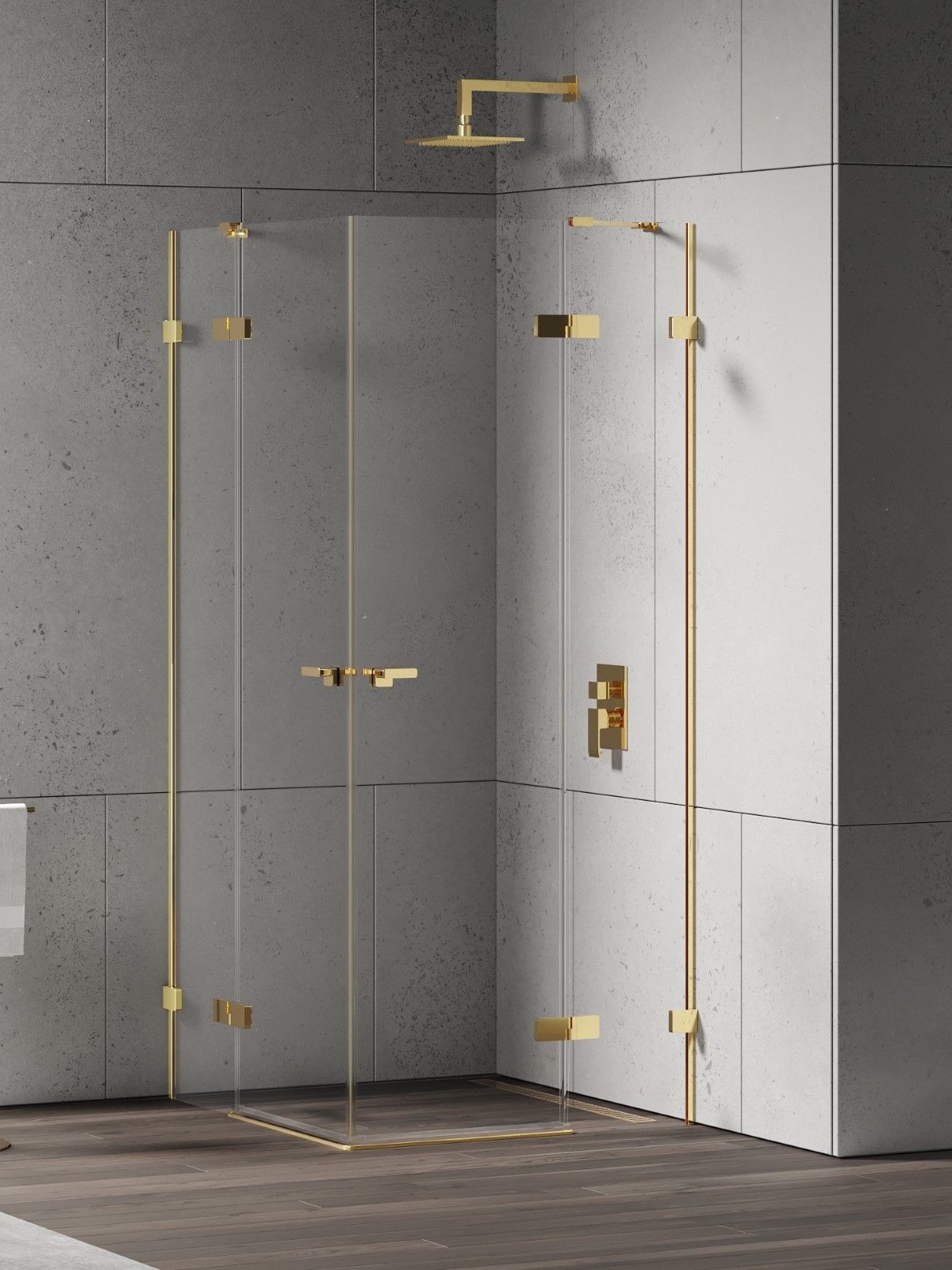 New Trendy Eventa Gold Shine box doccia 90x80 cm rettangolare oro lucida/vetro trasparente EXK-4750