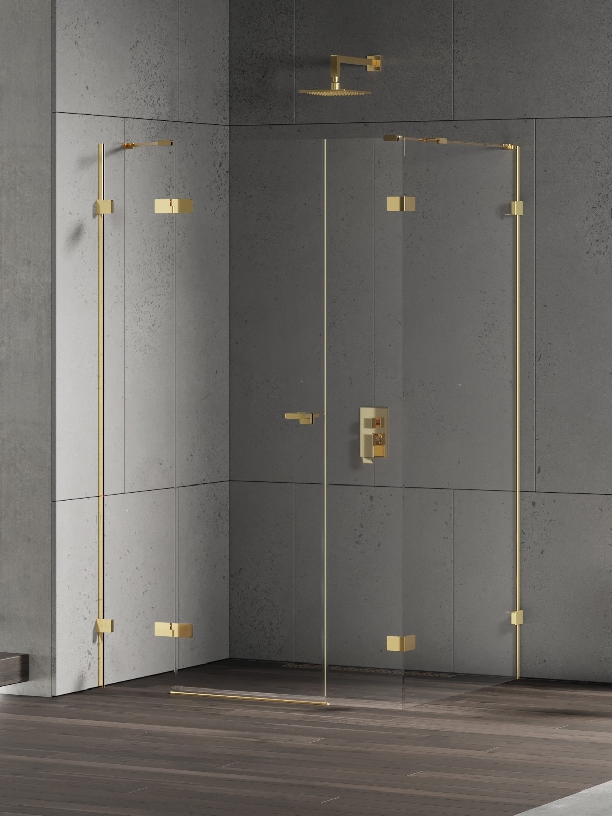 New Trendy Eventa Gold Shine box doccia 110x100 cm rettangolare oro lucida/vetro trasparente EXK-4786