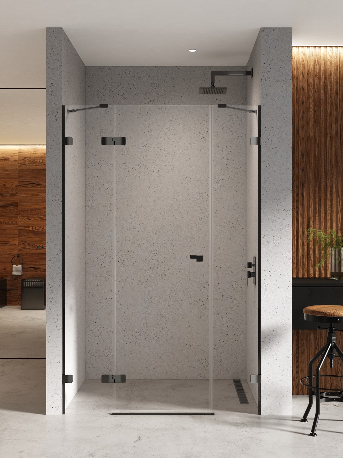 New Trendy Eventa Black Chrome porta doccia 130 cm a battente nero lucida/vetro trasparente EXK-6139