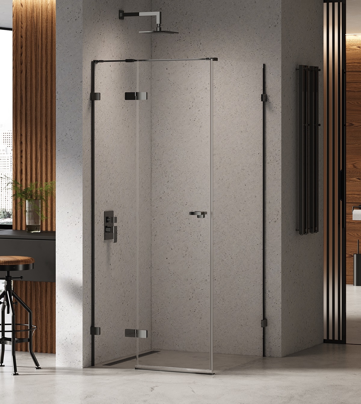 New Trendy Eventa Black Chrome box doccia 110x100 cm rettangolare nero lucida/vetro trasparente EXK-6166