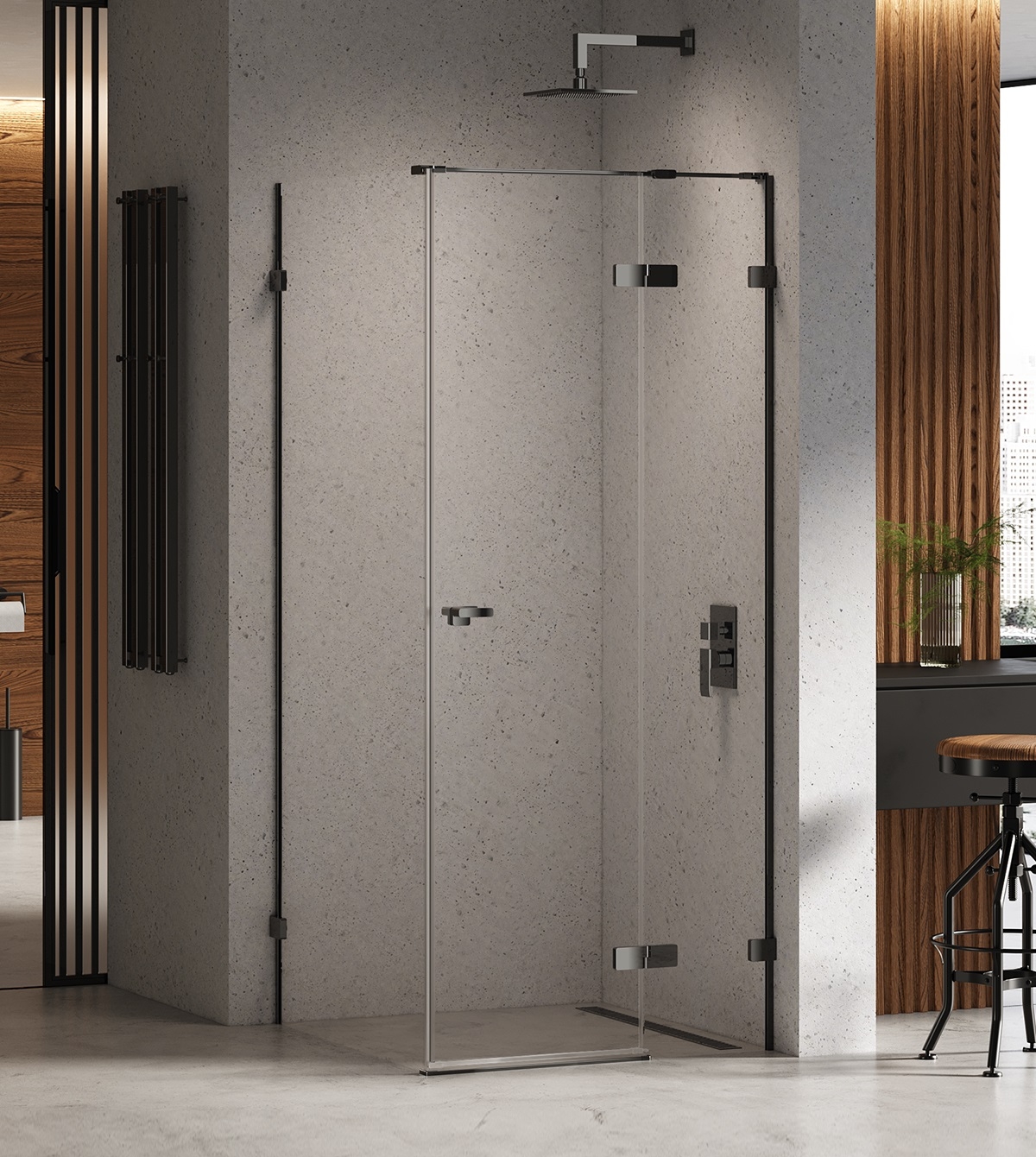 New Trendy Eventa Black Chrome box doccia 80x80 cm quadrato nero lucida/vetro trasparente EXK-6176