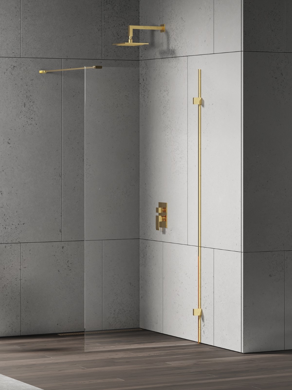 New Trendy Eventa Gold Shine parete doccia walk-in 80 cm oro lucida/vetro trasparente EXK-4839