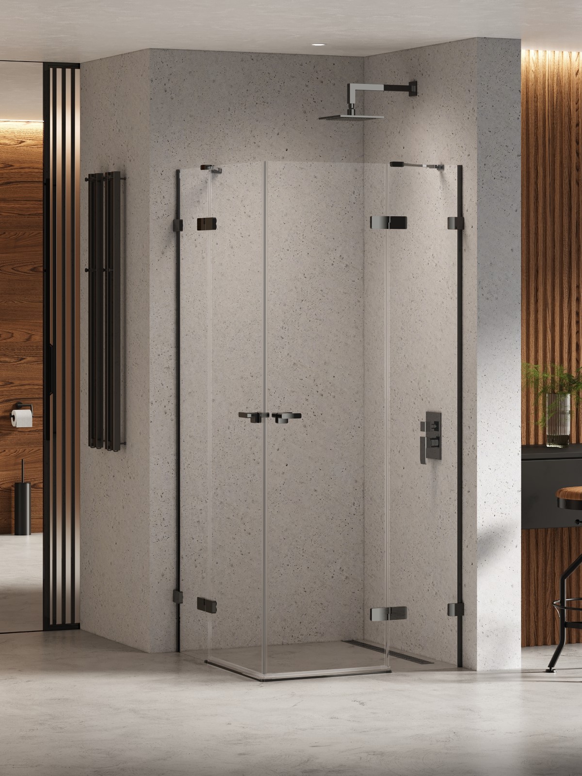 New Trendy Eventa Black Chrome box doccia 110x100 cm rettangolare nero lucida/vetro trasparente EXK-6222