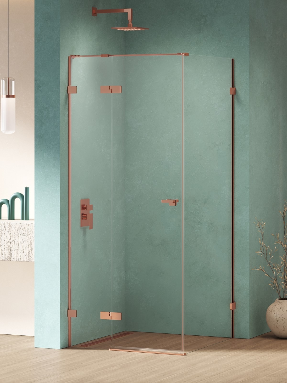 New Trendy Eventa Copper Shine box doccia 110x90 cm rettangolare rame lucida/vetro trasparente EXK-6380