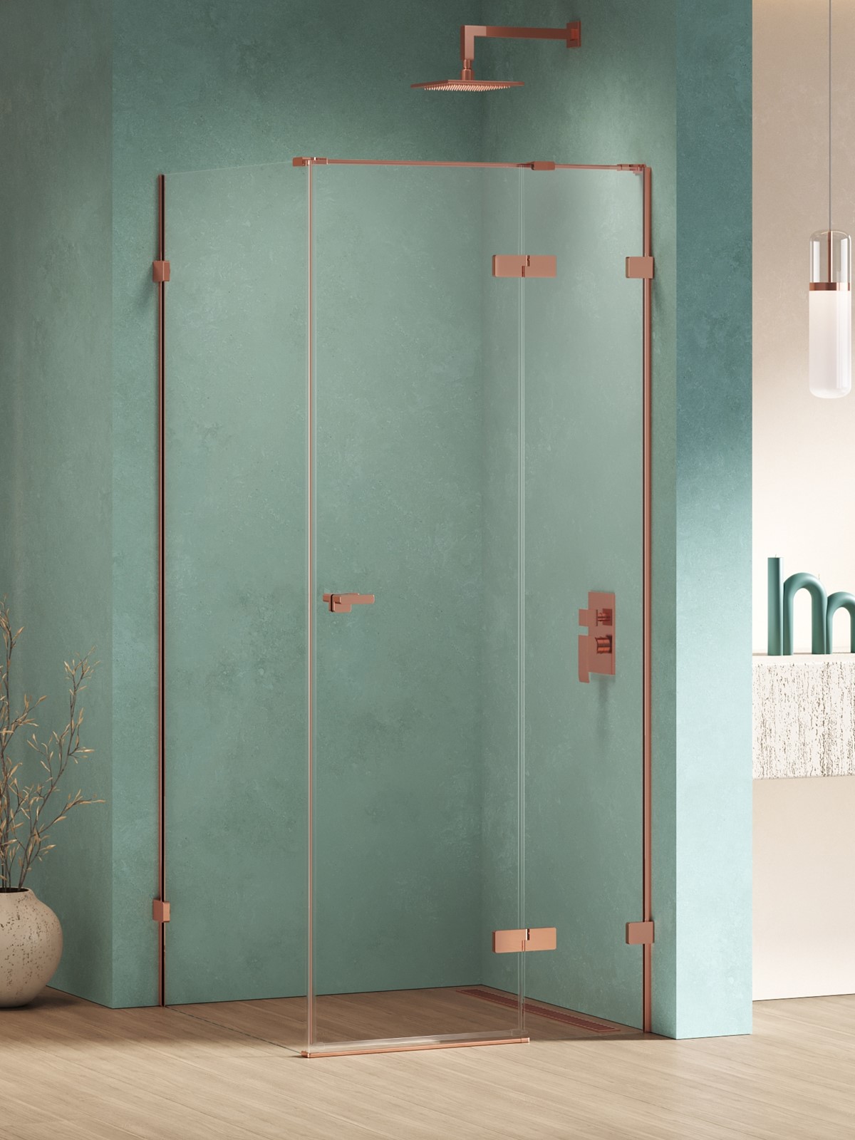 New Trendy Eventa Copper Shine box doccia 120x90 cm rettangolare rame lucida/vetro trasparente EXK-6426