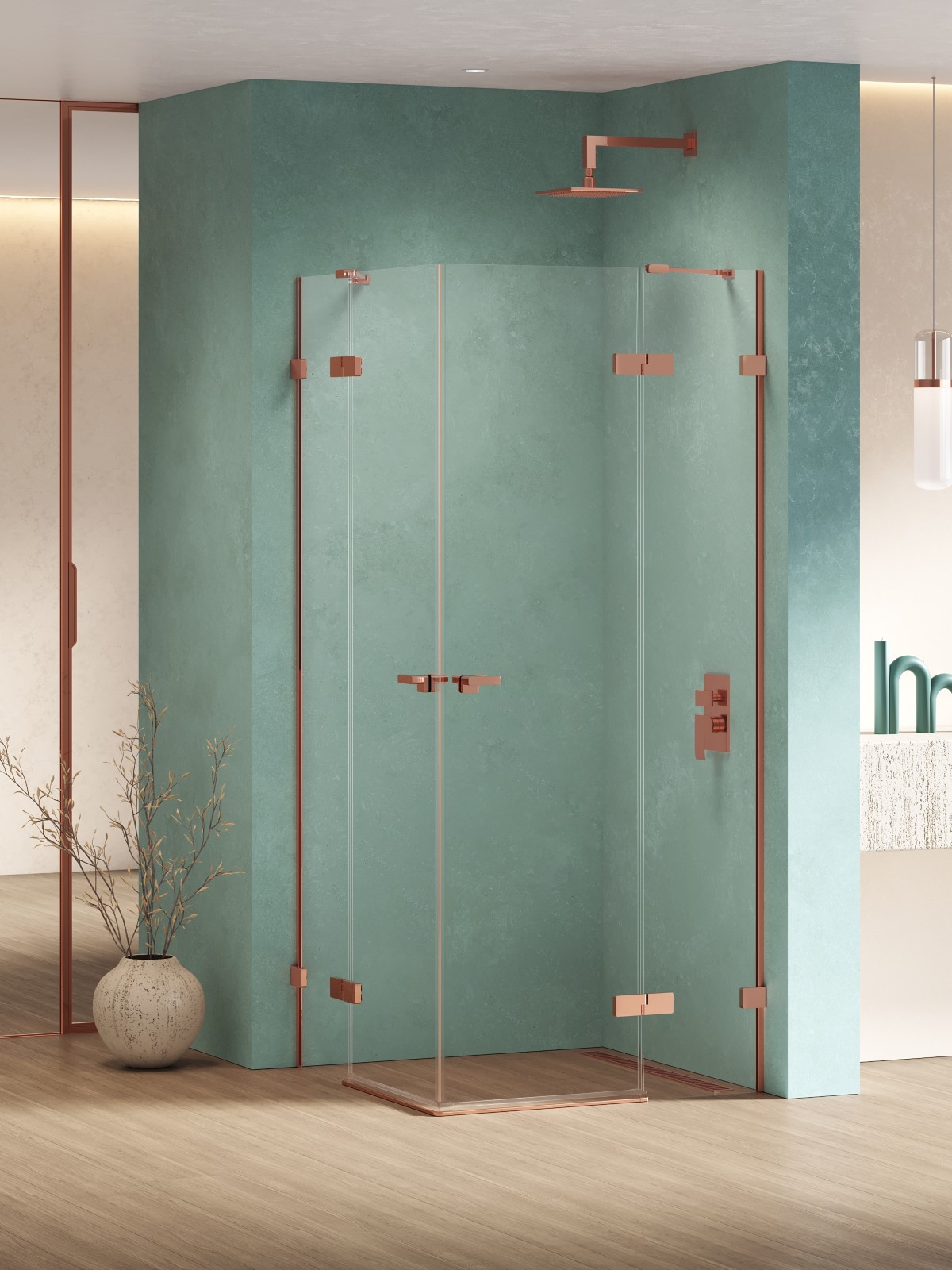 New Trendy Eventa Copper Shine box doccia 110x100 cm rettangolare rame lucida/vetro trasparente EXK-6447