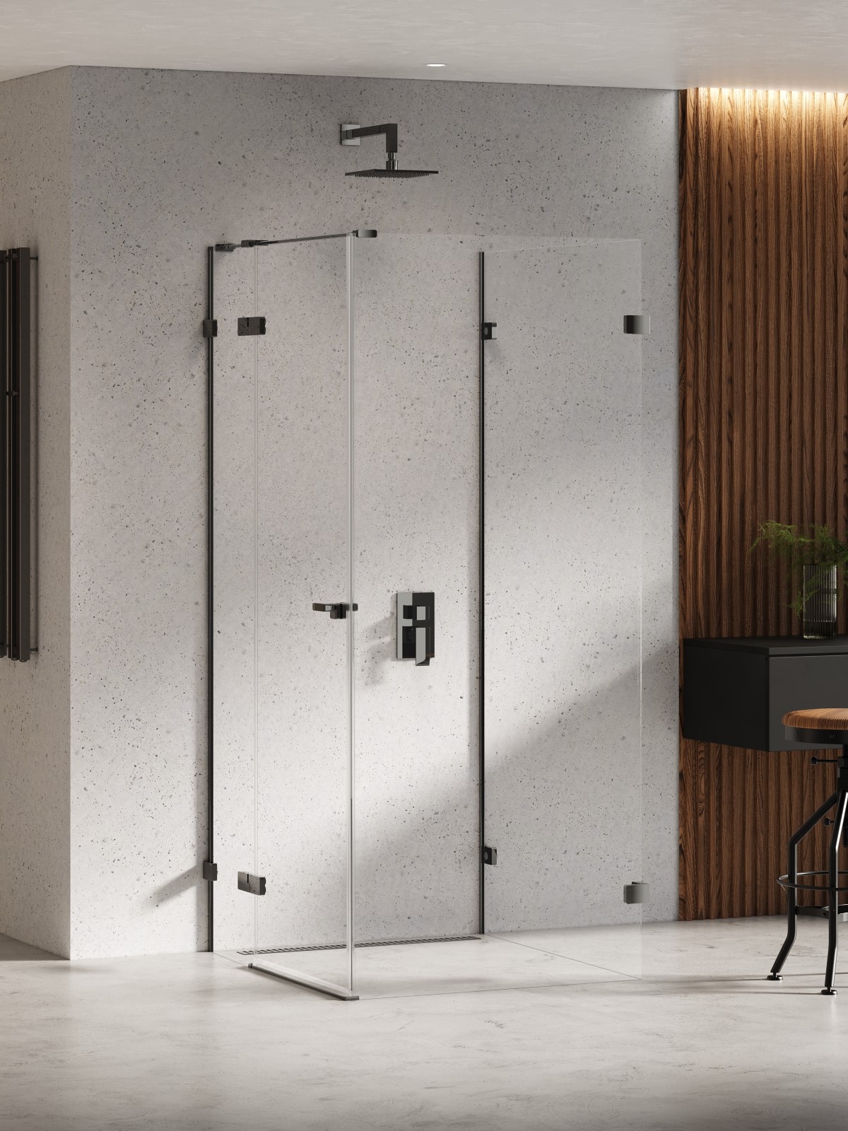 New Trendy Eventa Black Chrome box doccia 80x80 cm quadrato nero lucida/vetro trasparente EXK-6272