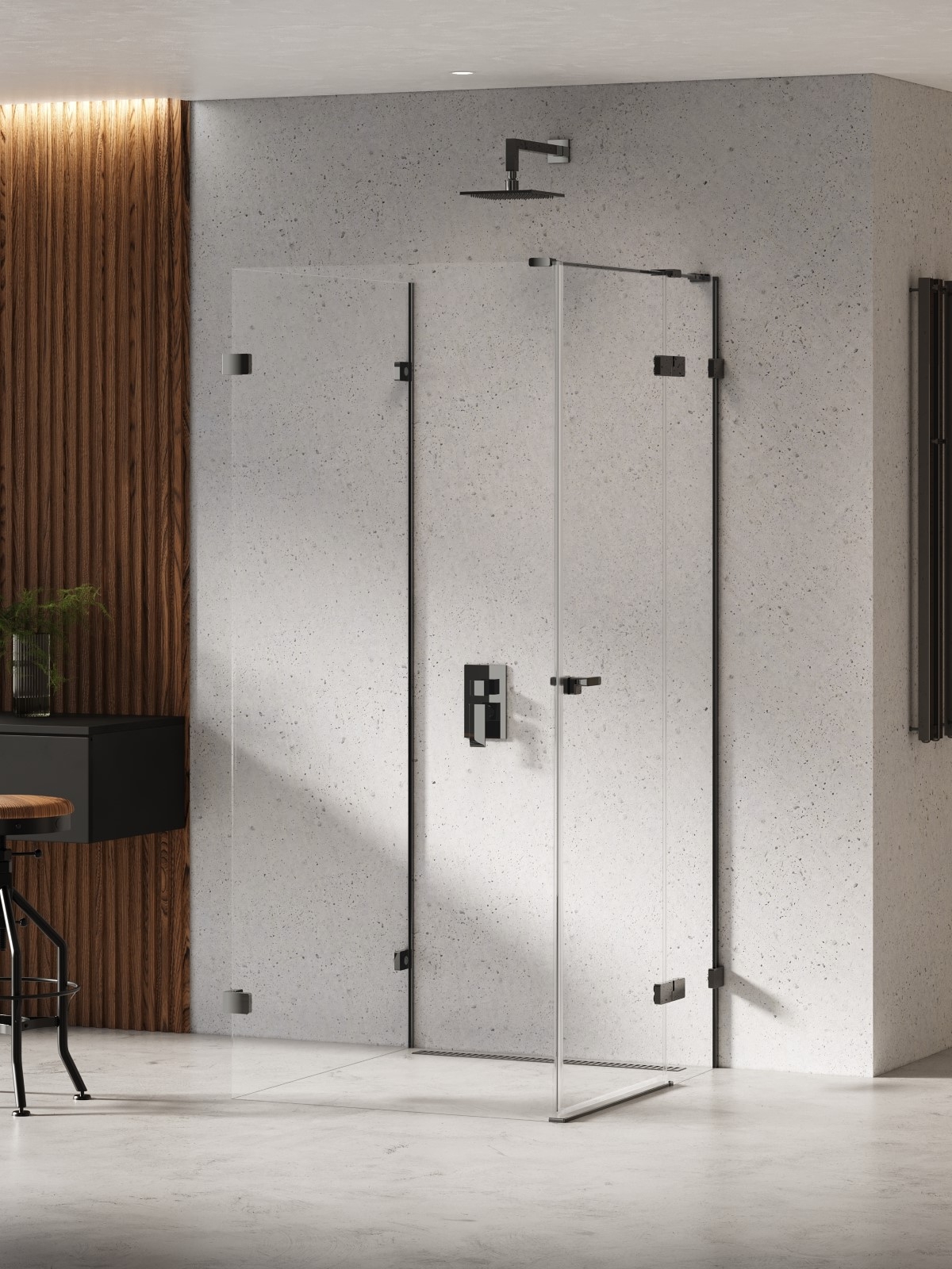 New Trendy Eventa Black Chrome box doccia 100x80 cm rettangolare nero lucida/vetro trasparente EXK-6285