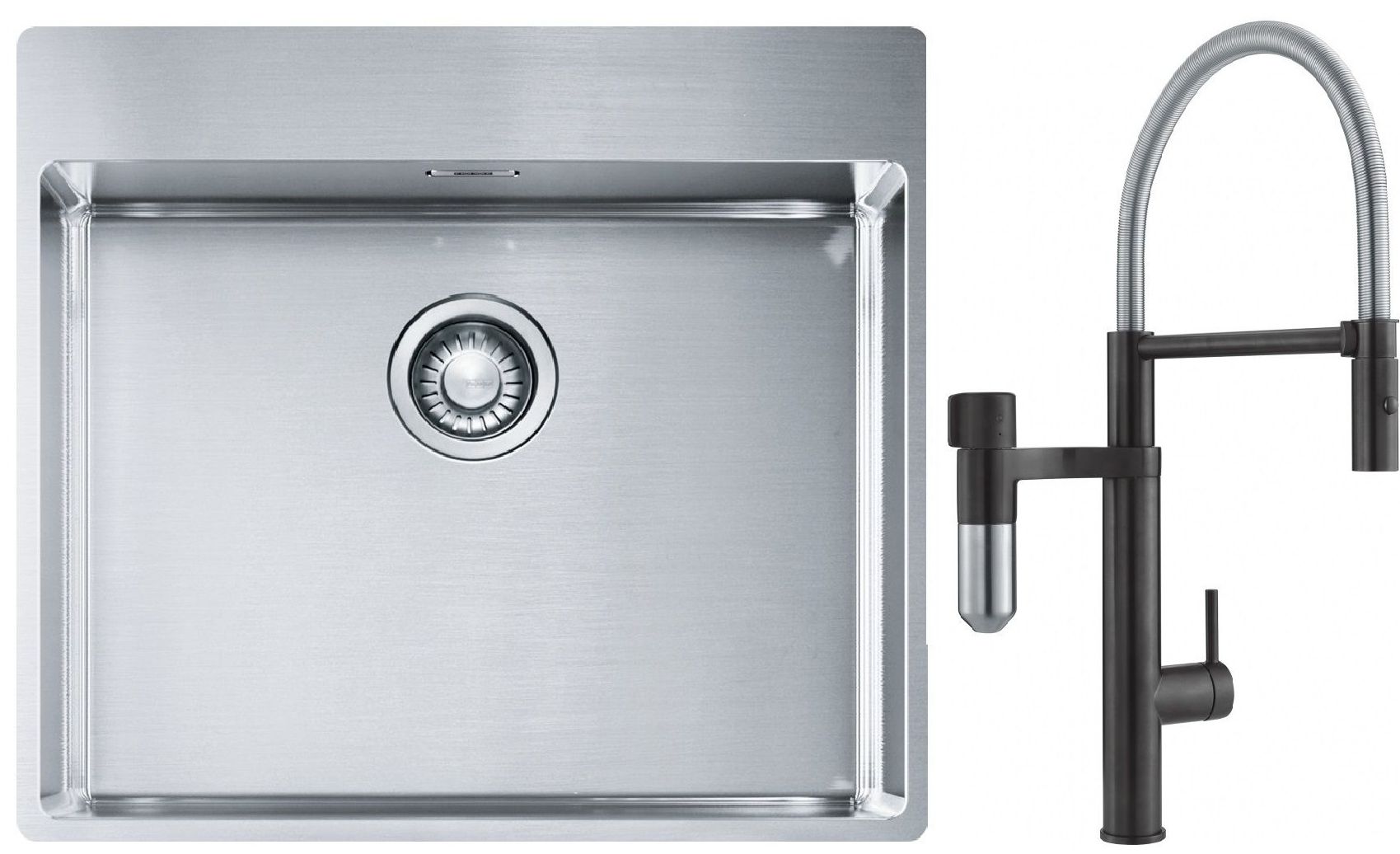Set rubinetto da cucina Franke Vital Semi-Pro 120.0621.313, lavello in acciaio Franke Box 127.0369.295