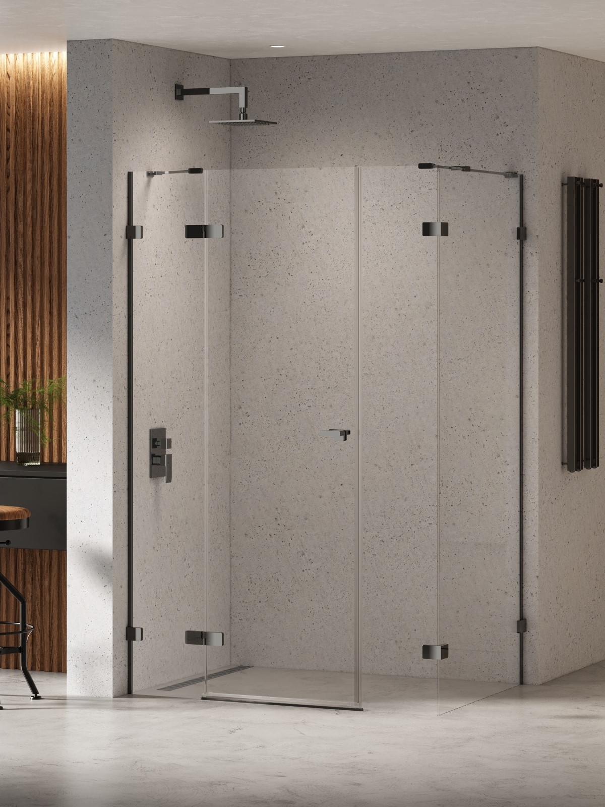 New Trendy Eventa Black Chrome box doccia 130x80 cm rettangolare nero lucida/vetro trasparente EXK-6232