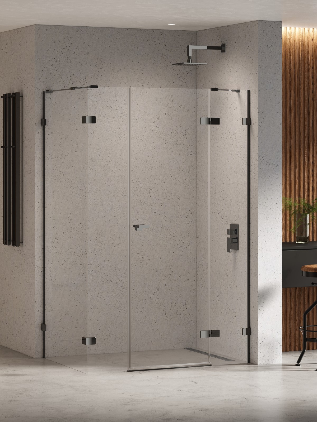 New Trendy Eventa Black Chrome box doccia 130x90 cm rettangolare nero lucida/vetro trasparente EXK-6239