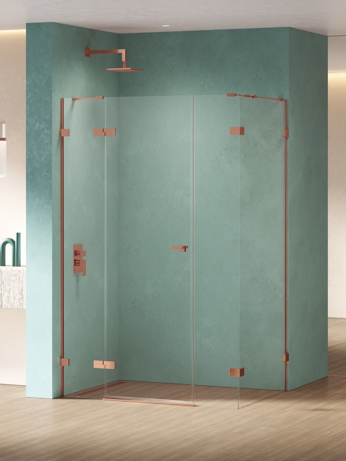 New Trendy Eventa Copper Shine box doccia 130x100 cm rettangolare rame lucida/vetro trasparente EXK-6469