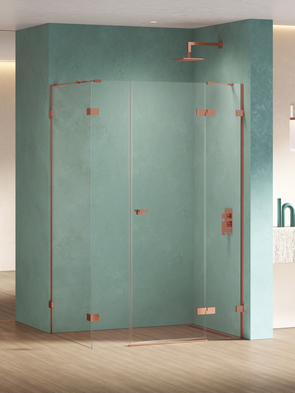New Trendy Eventa Copper Shine box doccia 150x100 cm rettangolare rame lucida/vetro trasparente EXK-6472