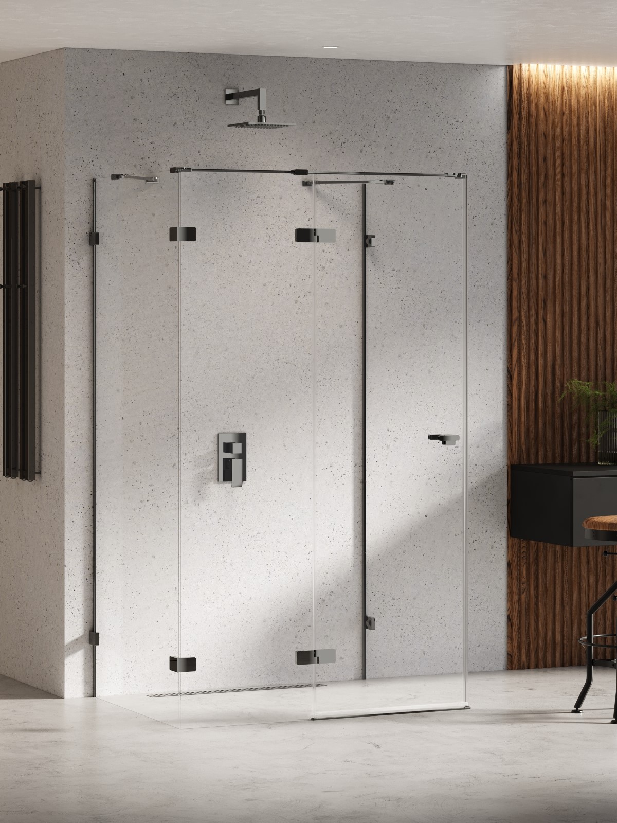 New Trendy Eventa Black Chrome box doccia 100x90 cm rettangolare nero lucida/vetro trasparente EXK-6258