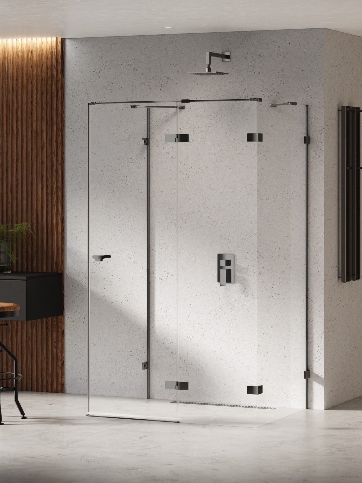 New Trendy Eventa Black Chrome box doccia 90x90 cm quadrato nero lucida/vetro trasparente EXK-6257