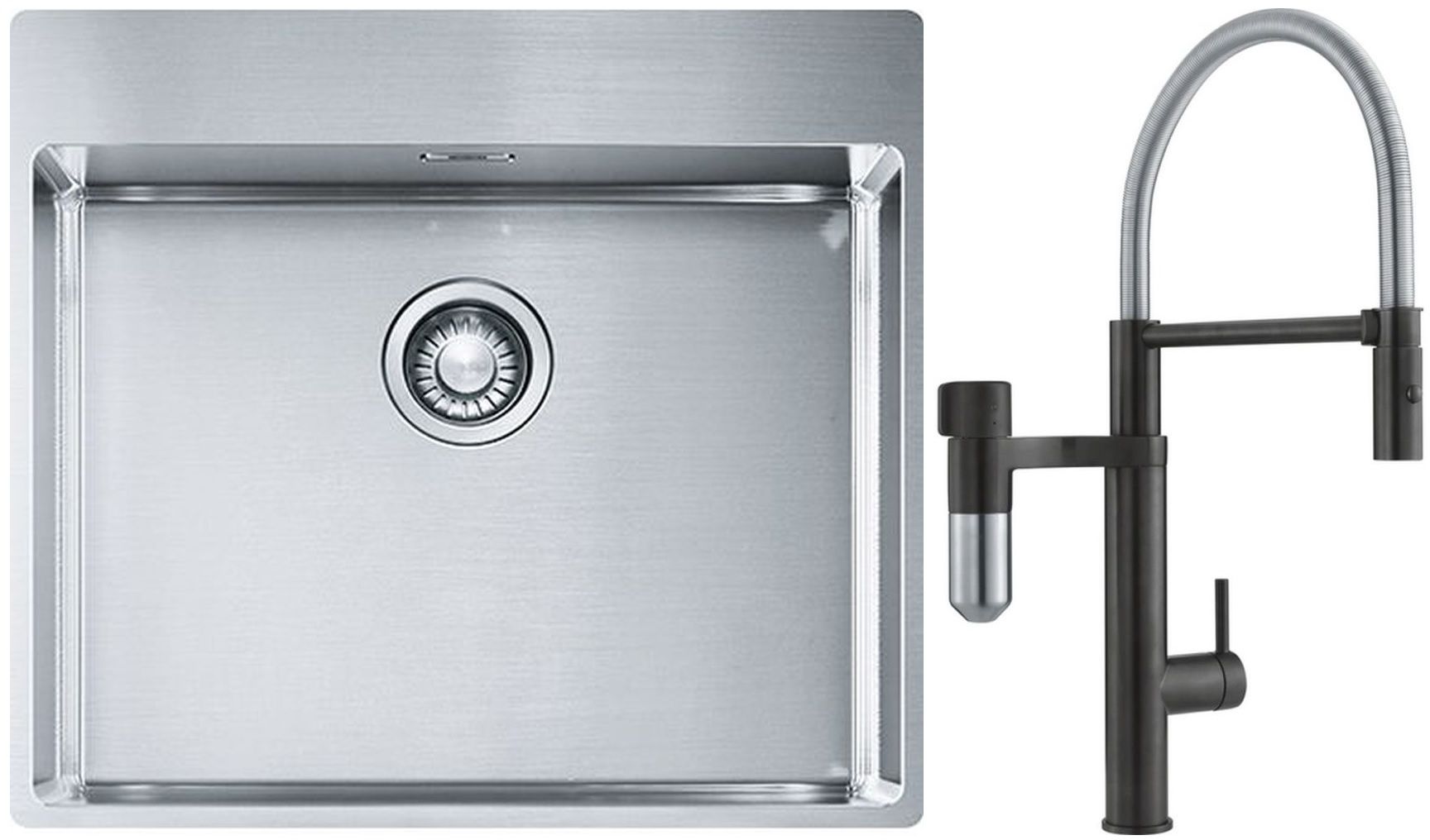 Set rubinetto da cucina Franke Vital Semi-Pro 120.0621.313, lavello in acciaio Franke Box 127.0369.295