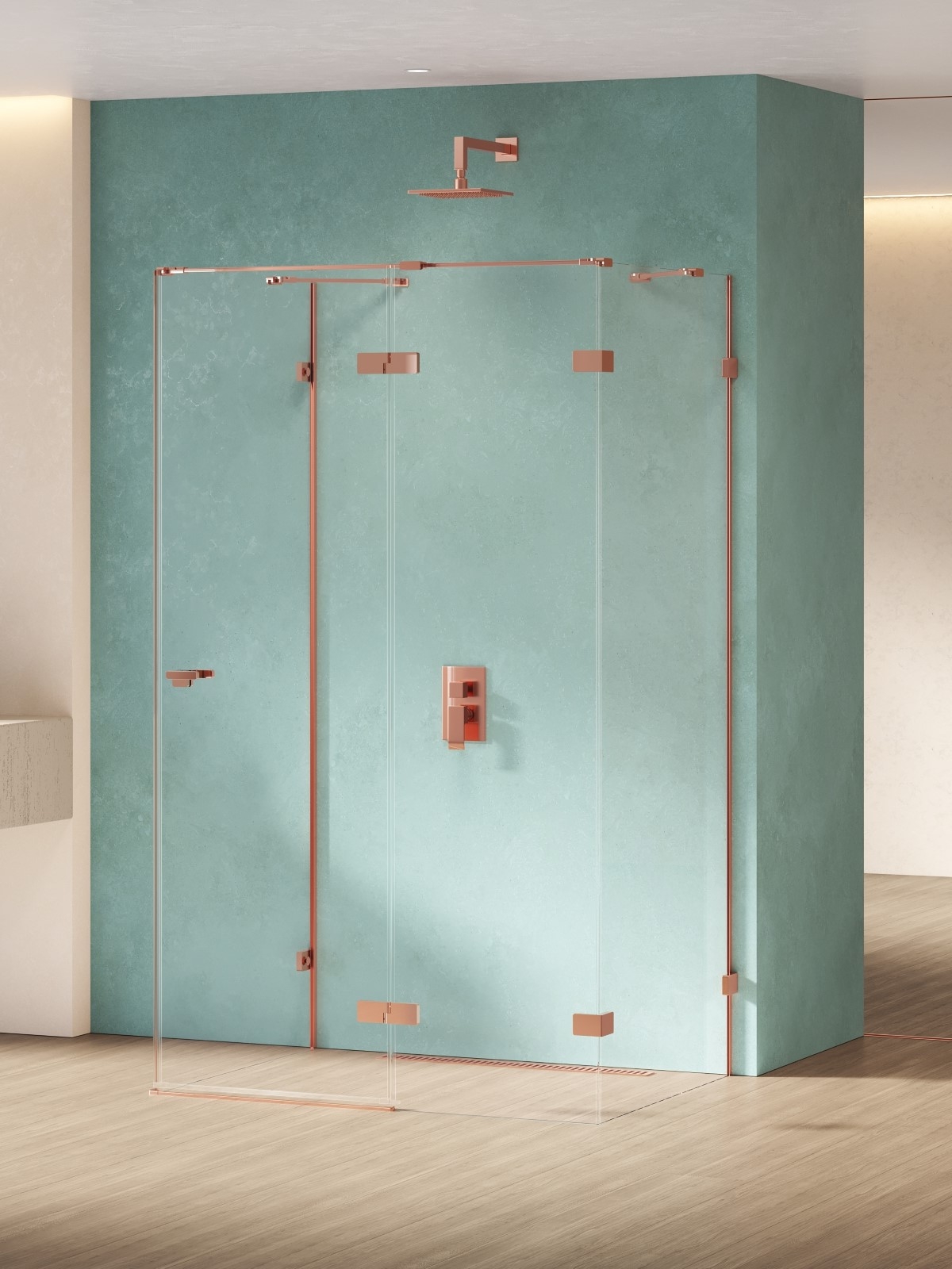 New Trendy Eventa Copper Shine box doccia 120x90 cm rettangolare rame lucida/vetro trasparente EXK-6494