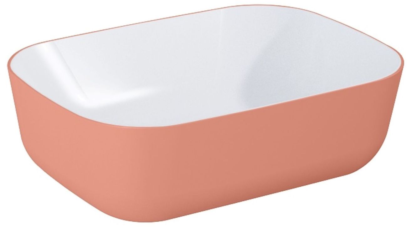 Elita Reni lavabo 45.5x32.5 cm rettangolare da appoggio bianco-rosa RE040460896100