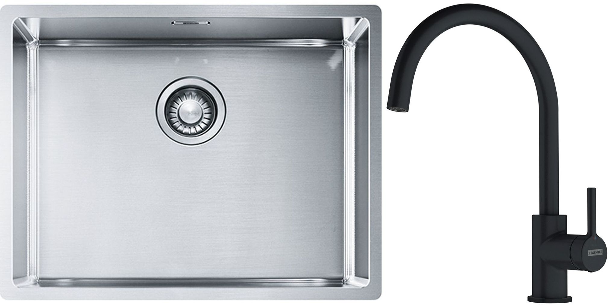 Set lavello in acciaio Franke Box 127.0453.660, rubinetto da cucina Franke Lina 115.0626.019