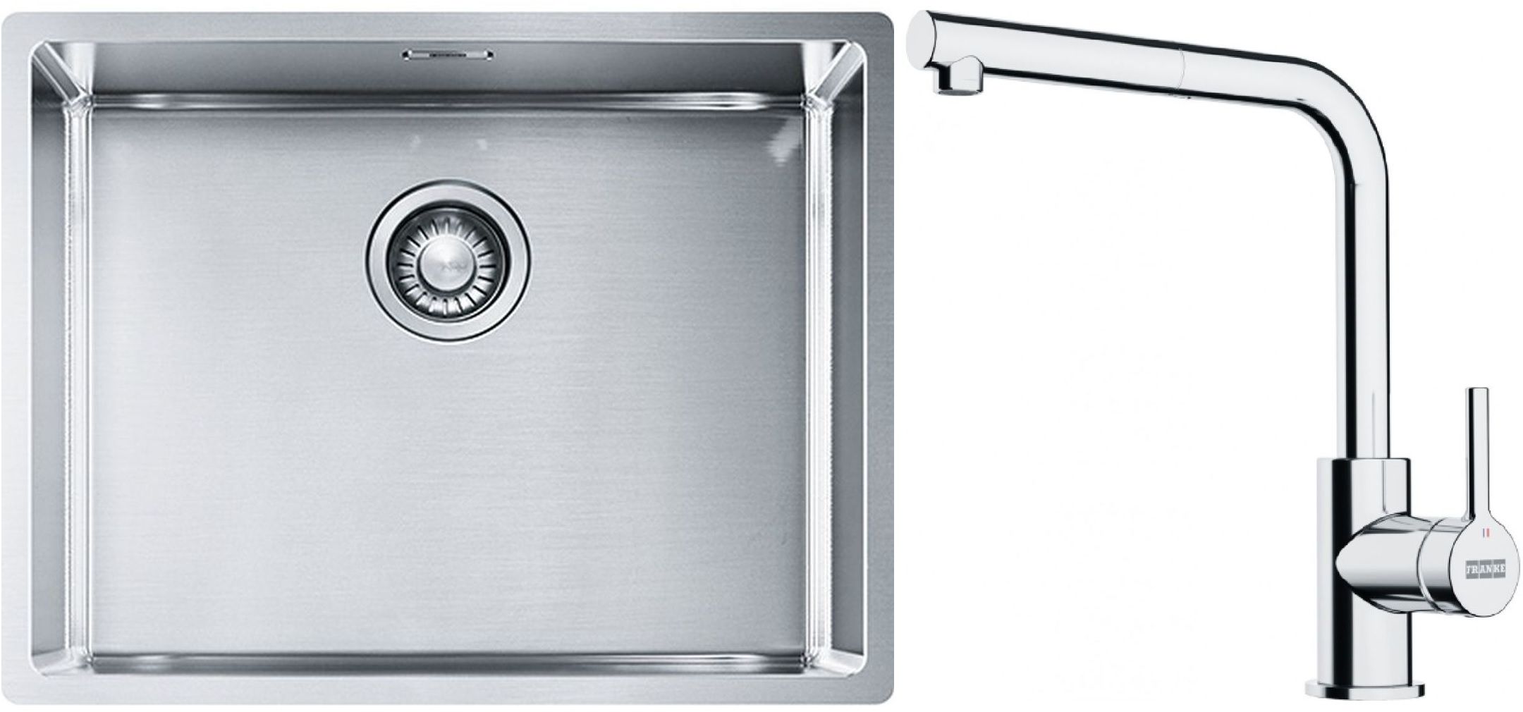 Set lavello in acciaio Franke Box 127.0453.660, rubinetto da cucina Franke Lina 115.0712.420