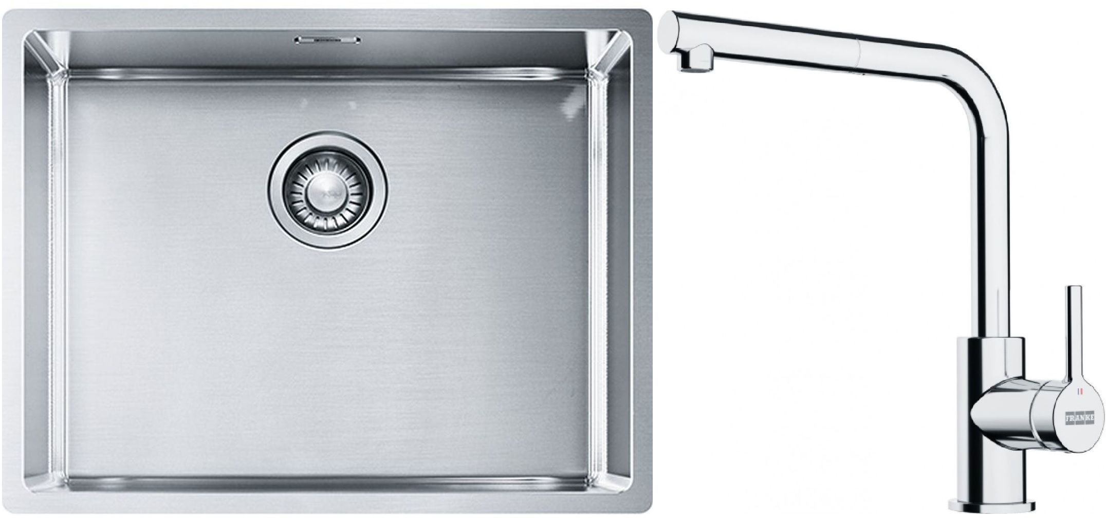 Set lavello in acciaio Franke Box 127.0453.660, rubinetto da cucina Franke Lina 115.0712.420
