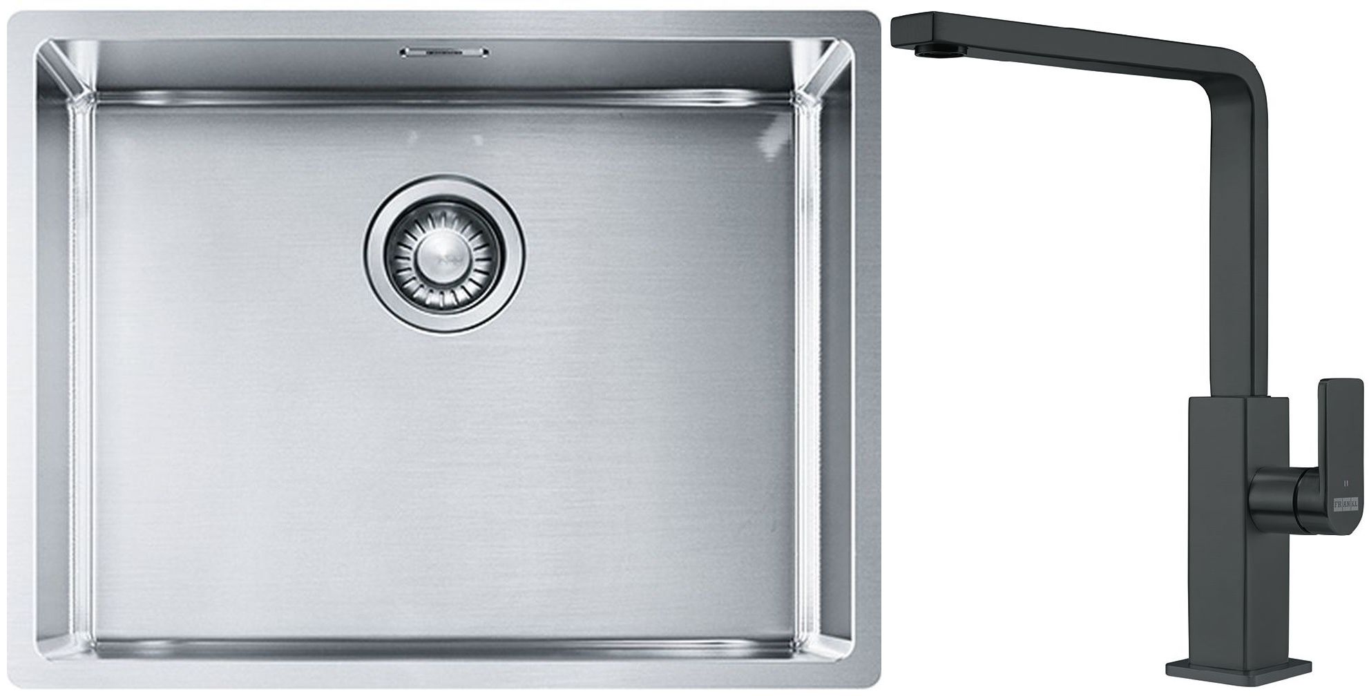 Set lavello in acciaio Franke Box 127.0453.660, rubinetto da cucina Franke Mythos 115.0550.441