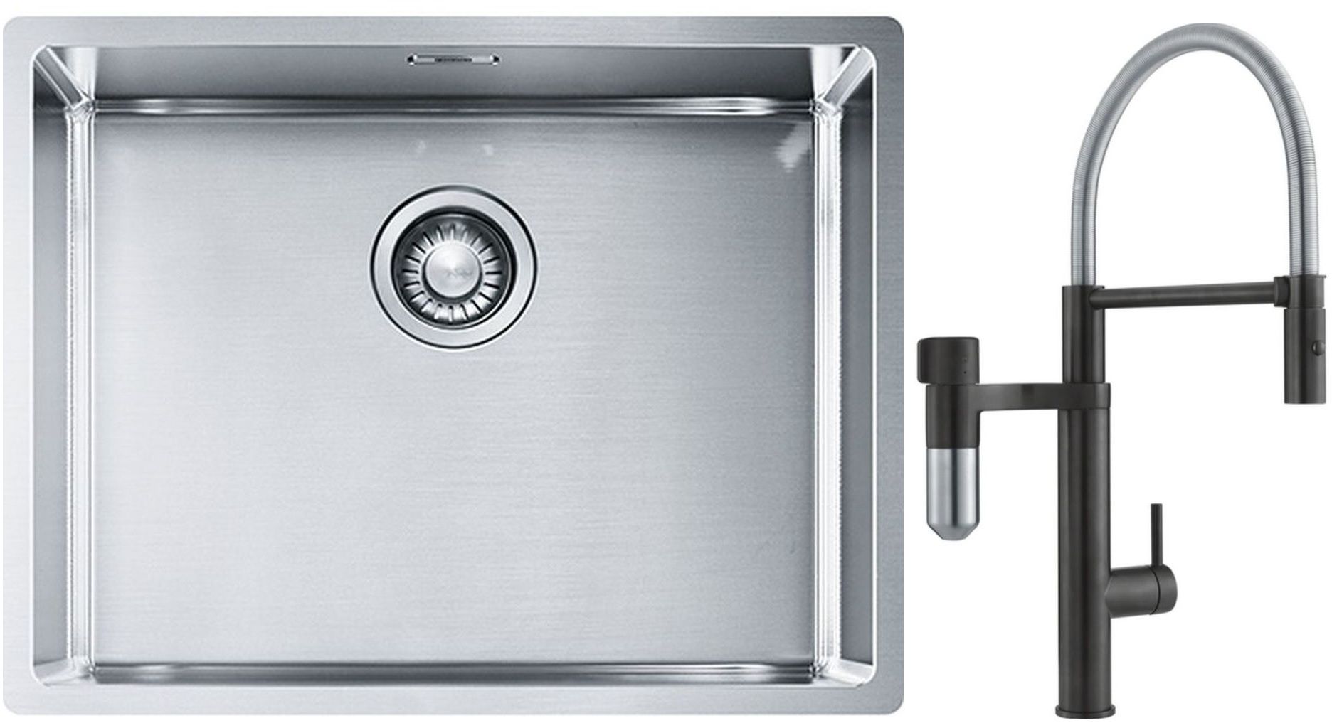 Set rubinetto da cucina Franke Vital Semi-Pro 120.0621.313, lavello in acciaio Franke Box 127.0453.660