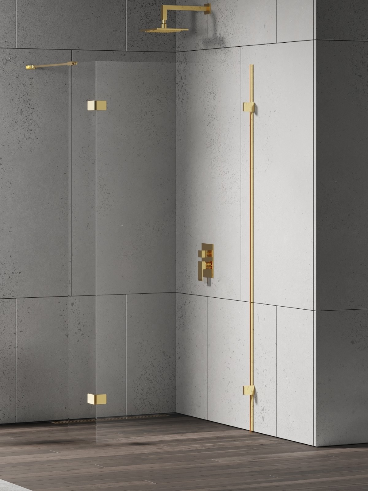 New Trendy Eventa Gold Shine parete doccia walk-in 110 cm oro lucida/vetro trasparente EXK-4854