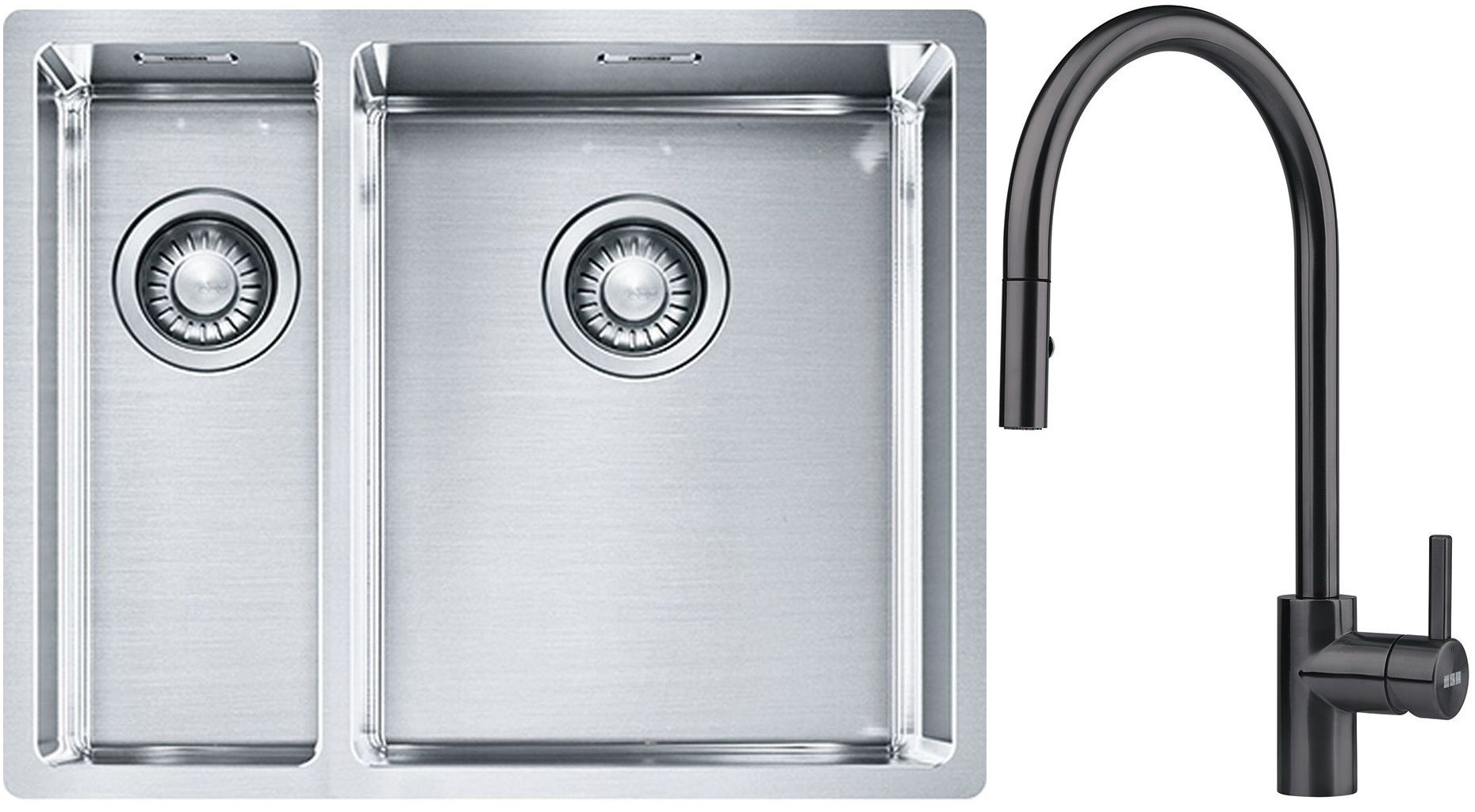 Set lavello in acciaio Franke Box 127.0369.916, rubinetto da cucina Franke Eos 115.0613.671